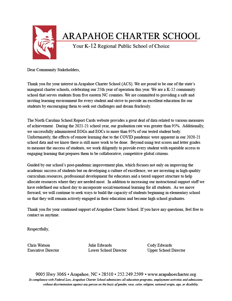 NC Report Card Arapahoe Charter School